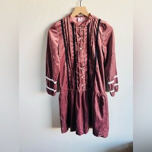 Glory Girls Velvet Ruffle Knee Length Size 16 Prairie Cottagecore Boho Dress